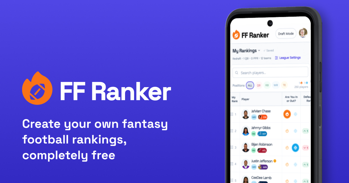 FF Ranker - Create your own fantasy football rankings, completely free